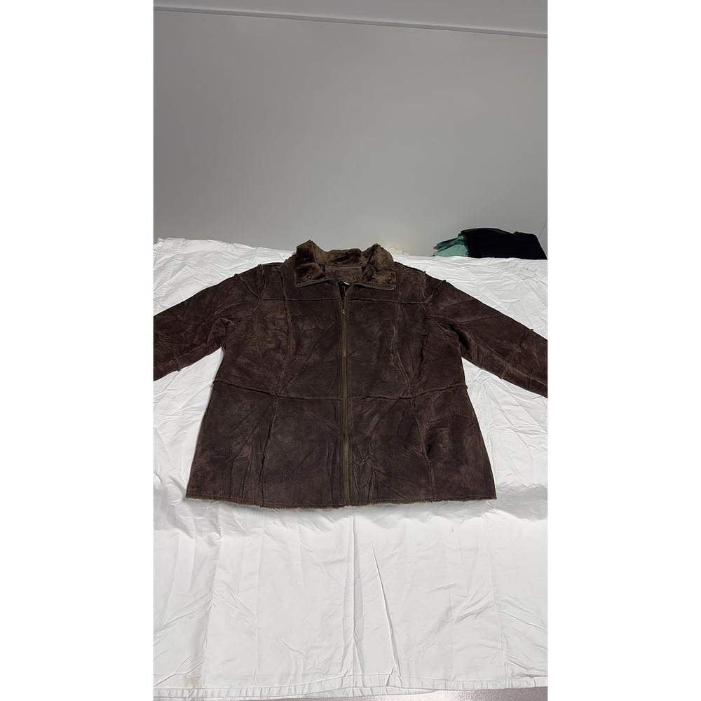 Westbound Vintage Brown Faux Shearling Suede Zip-Up Jacket XL